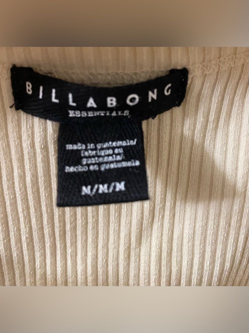 Billabong Cream Ribbed Tank Top - Picture 2 of 4